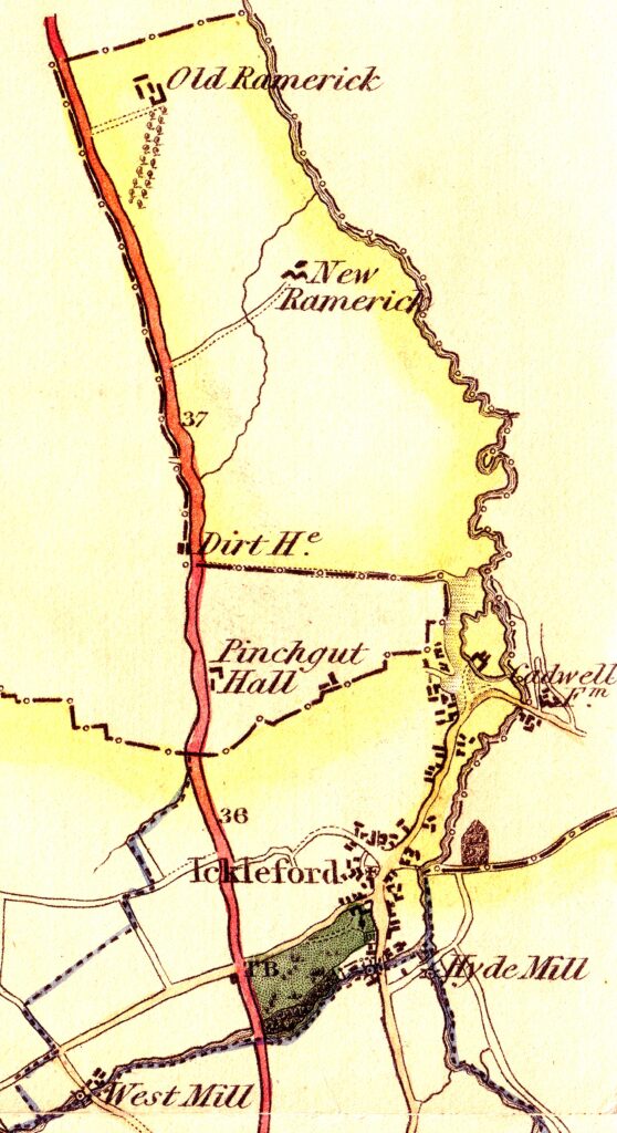 Ickleford in 1822 (from a map by Andrew Bryant)