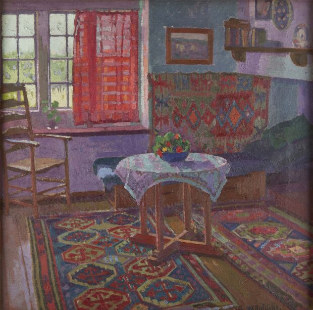 North Herts Museum - William Ratcliffe - The red Curtain Painting in Oils