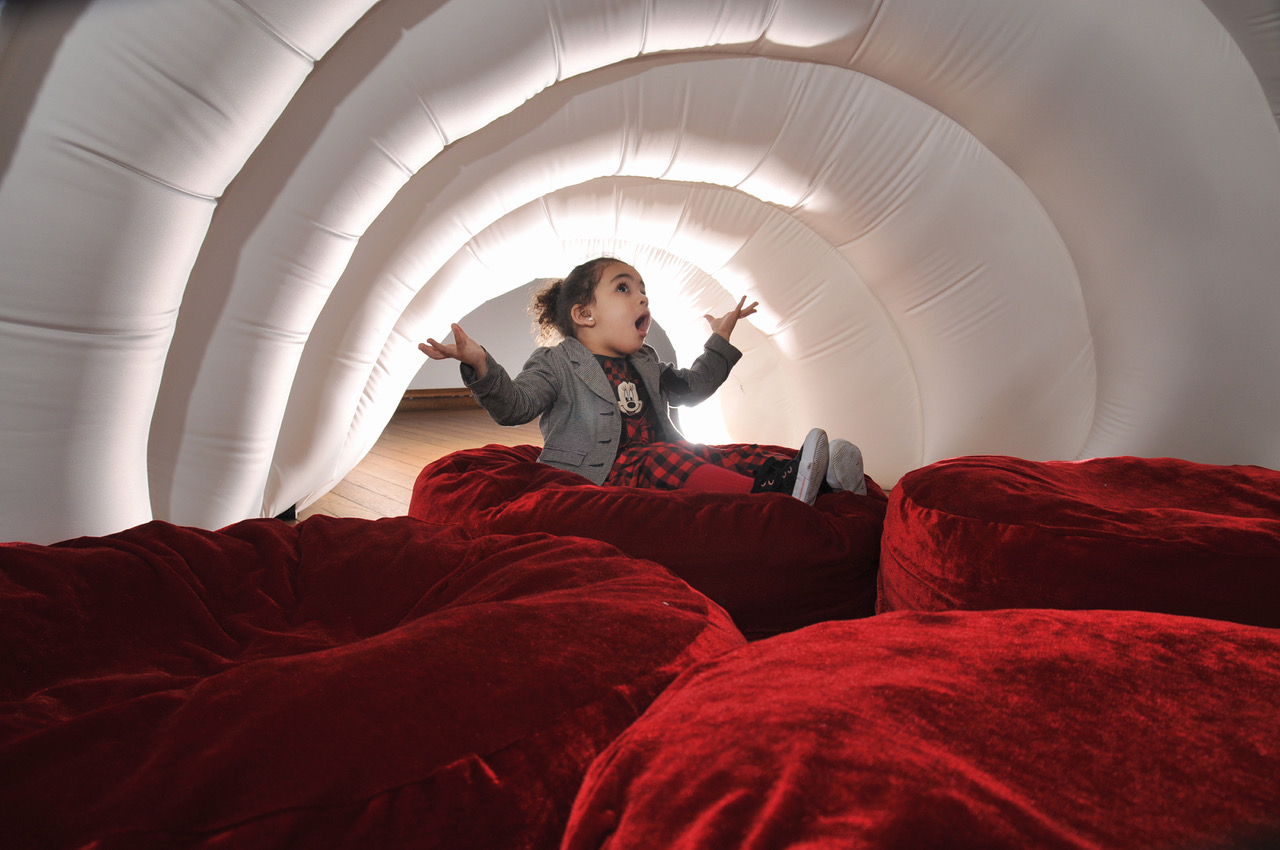 Little girl in exhibition