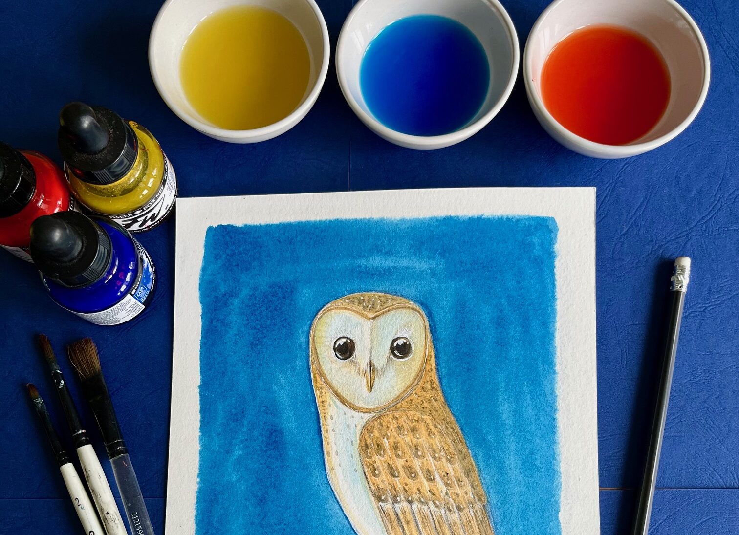 Barn Owl and Feather Bookmark- Acrylic Ink Workshop