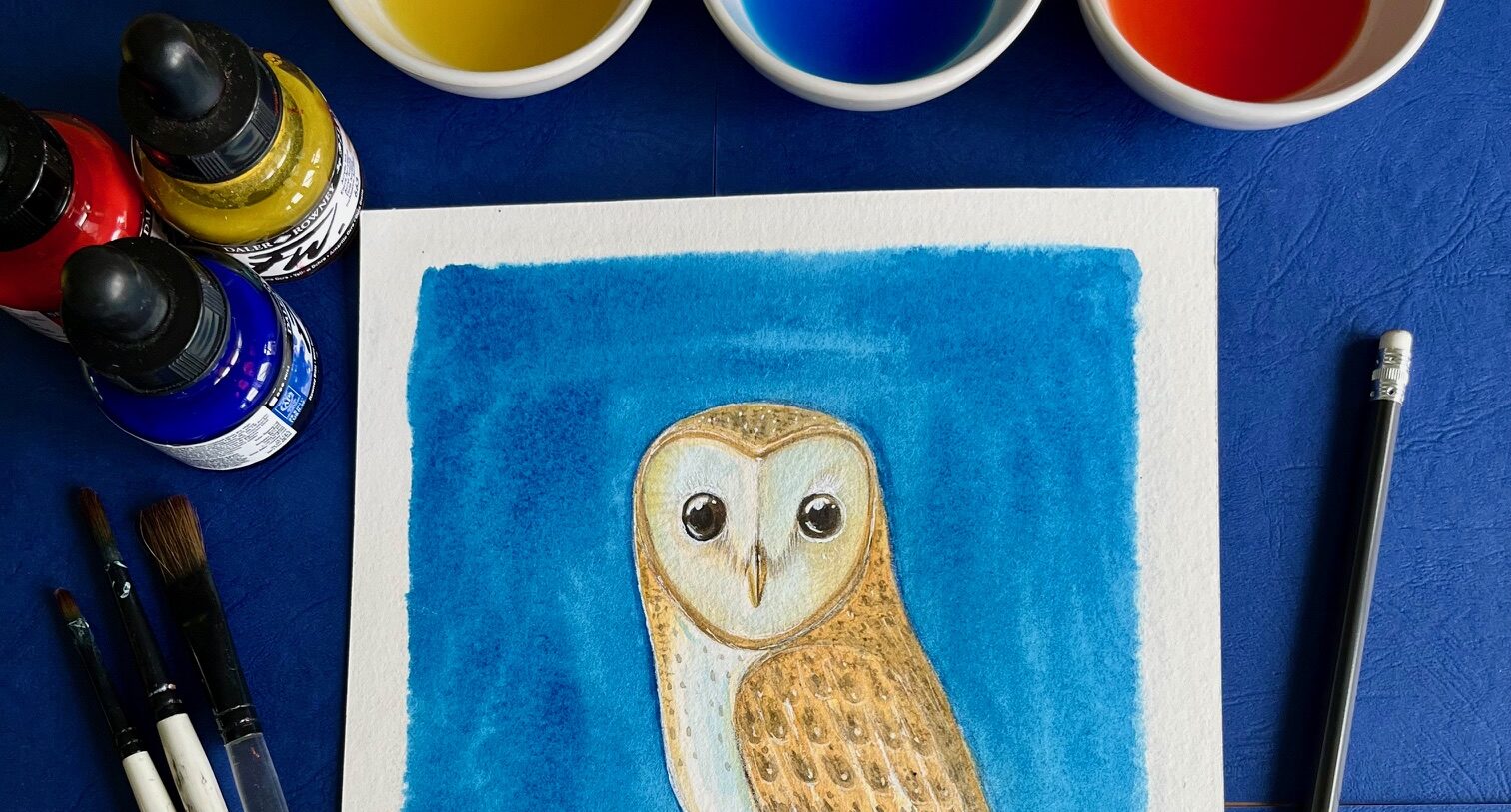 Barn Owl and Feather Bookmark- Acrylic Ink Workshop