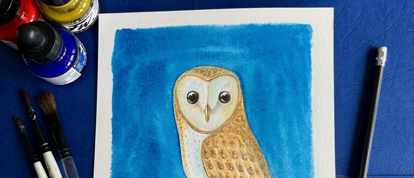 Barn Owl and Feather Bookmark- Acrylic Ink Workshop