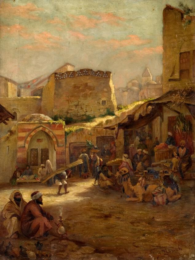 Inside Damascus Gate, oil on canvas; Margaret Thomas; 1895