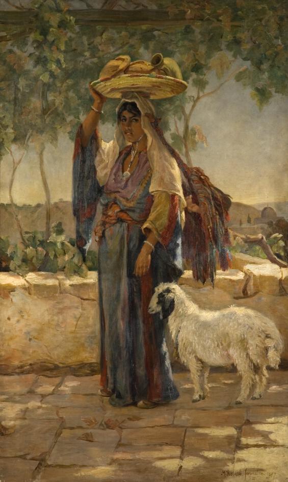 A Woman of Siloam, Carrying Her Baby, oil painting